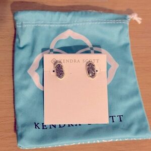 Kendra Scott Emilie Stud Gold Earrings in Platinum Drusy